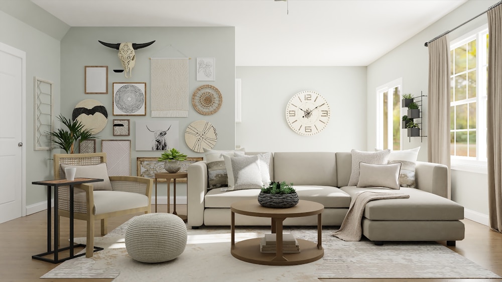 Quiet interior with neutral furnishings